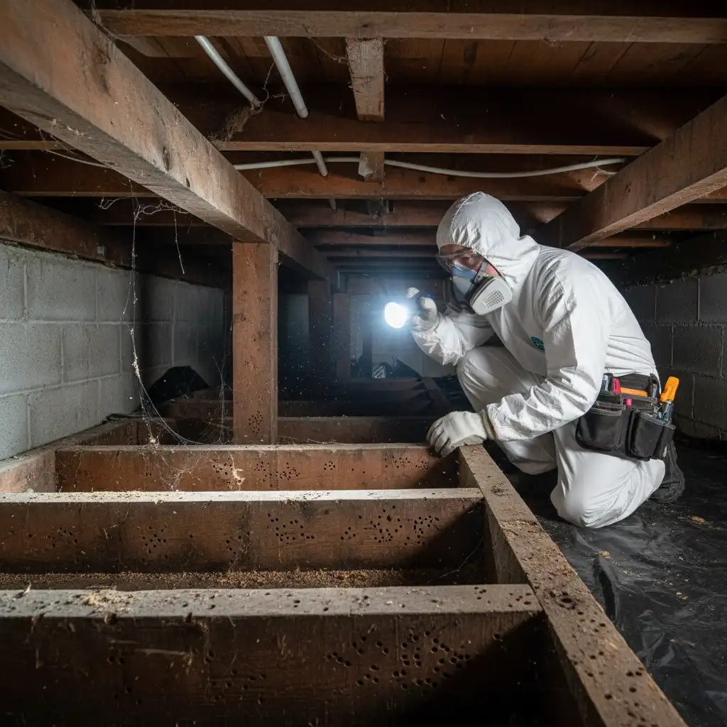 Professional borer inspection in subfloor