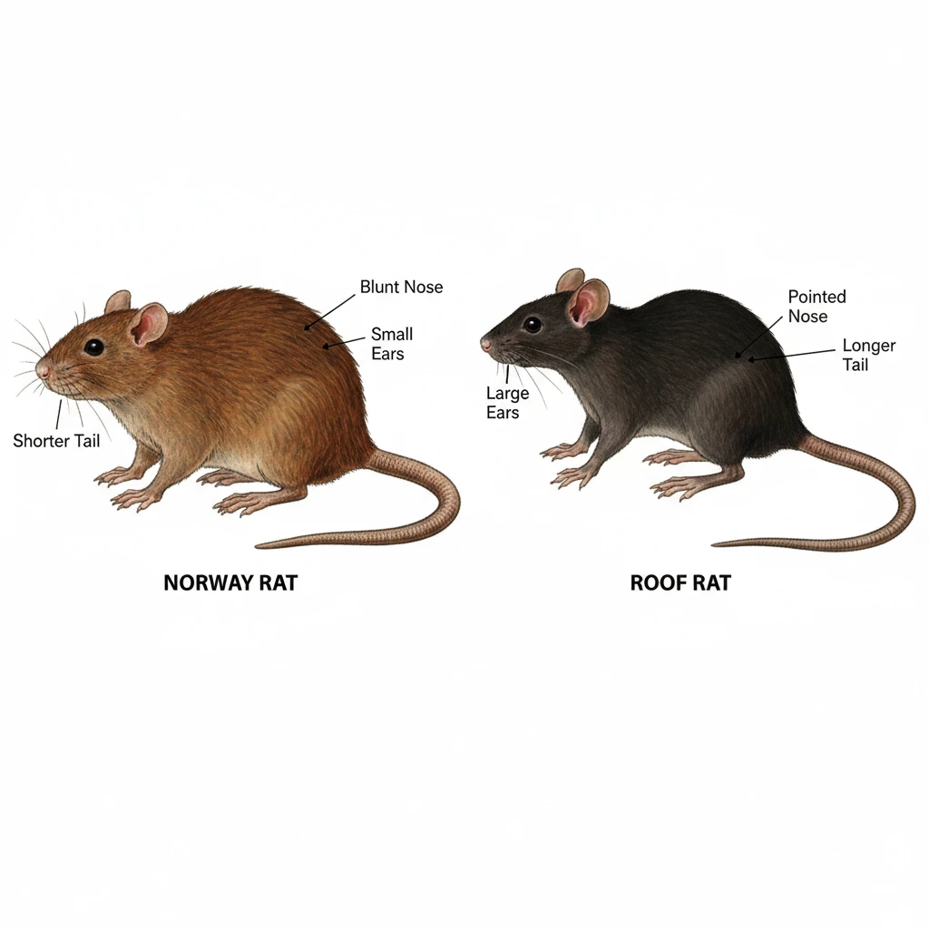 Comparison of Norway Rat and Roof Rat physical characteristics