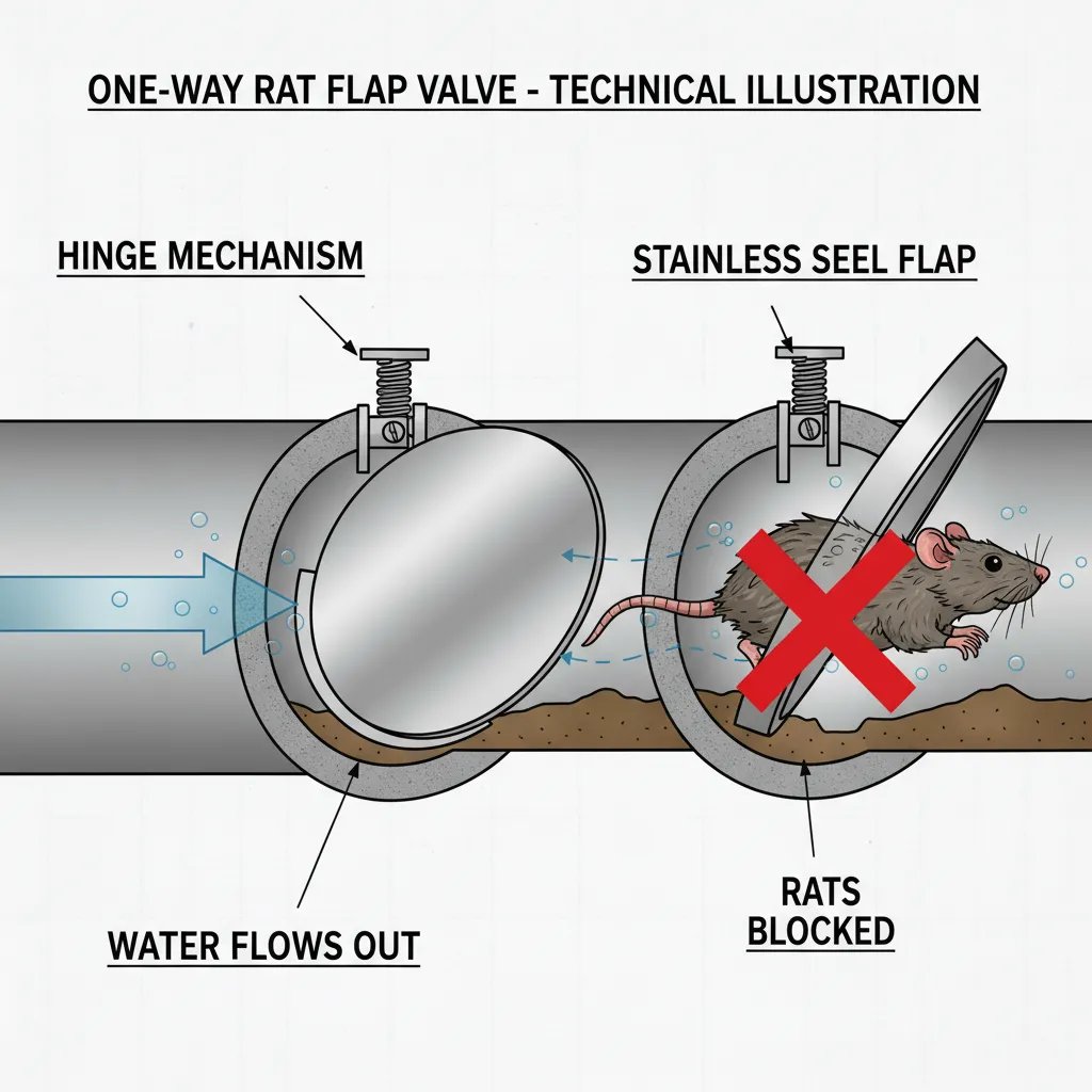 One-way sewer valve diagram