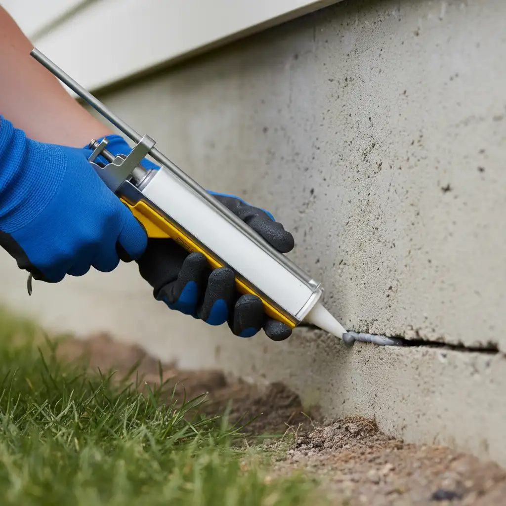 Sealing cracks and entry points to prevent ants
