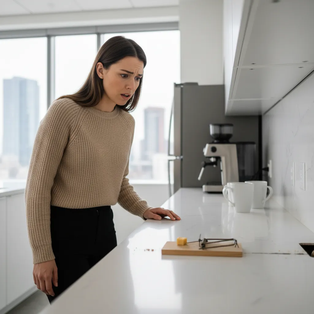 Office worker noticing a pest problem