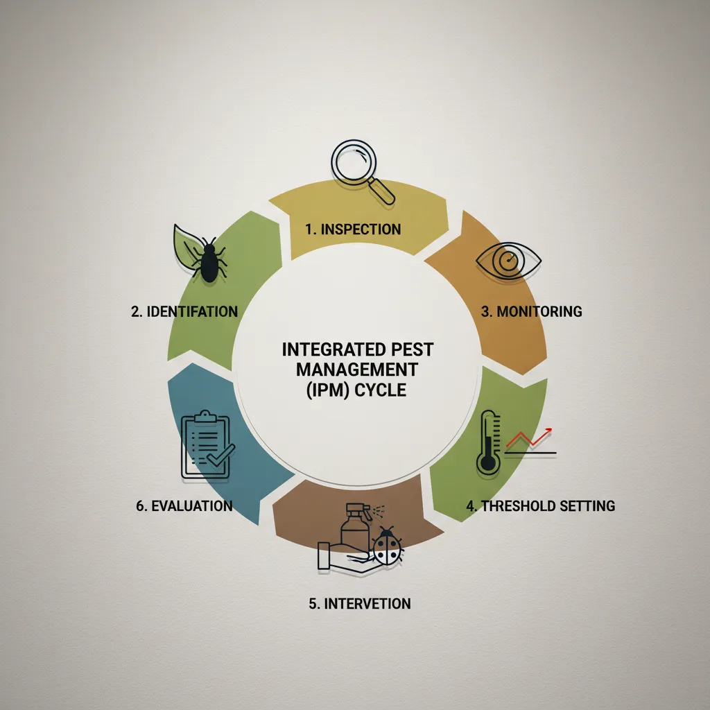 Diagram showing the cyclical process of Integrated Pest Management