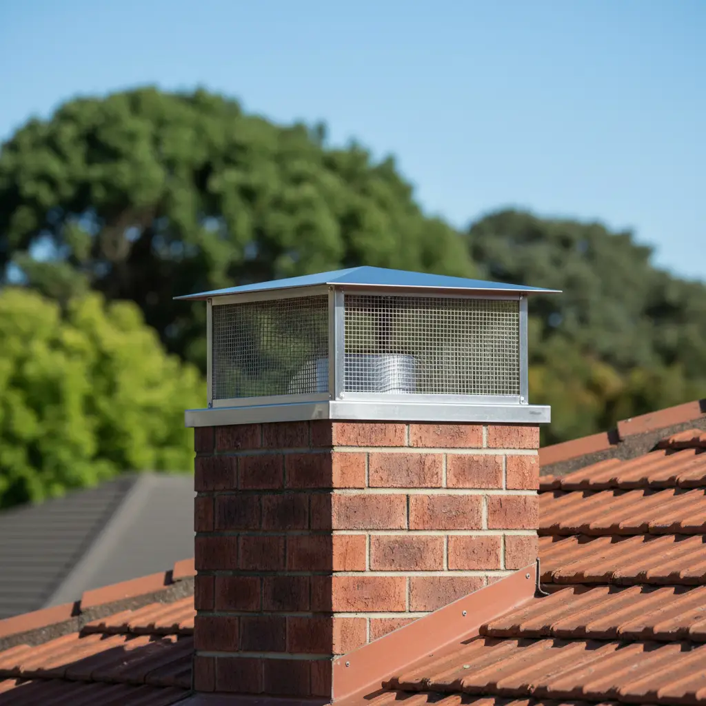 Chimney cap with mesh for pest exclusion