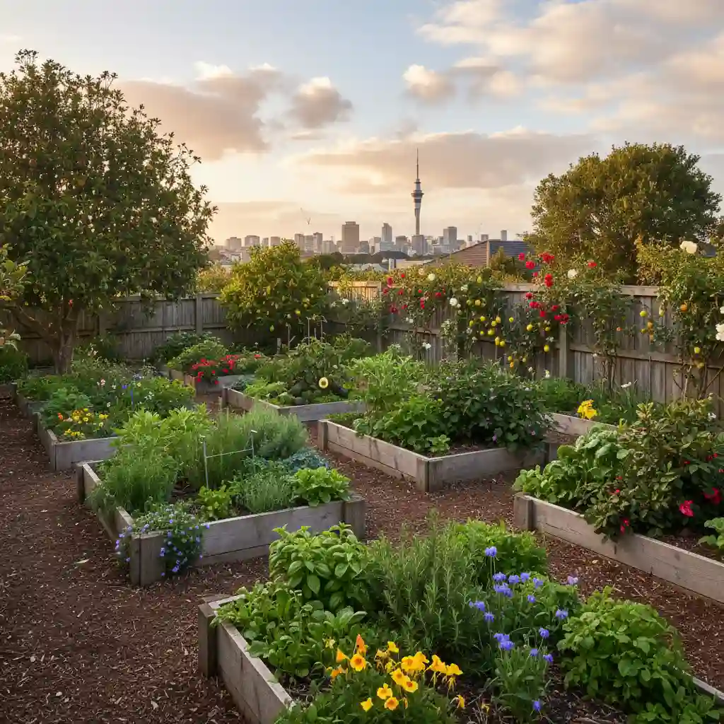 Vibrant, pest-free garden in Auckland demonstrating sustainable practices