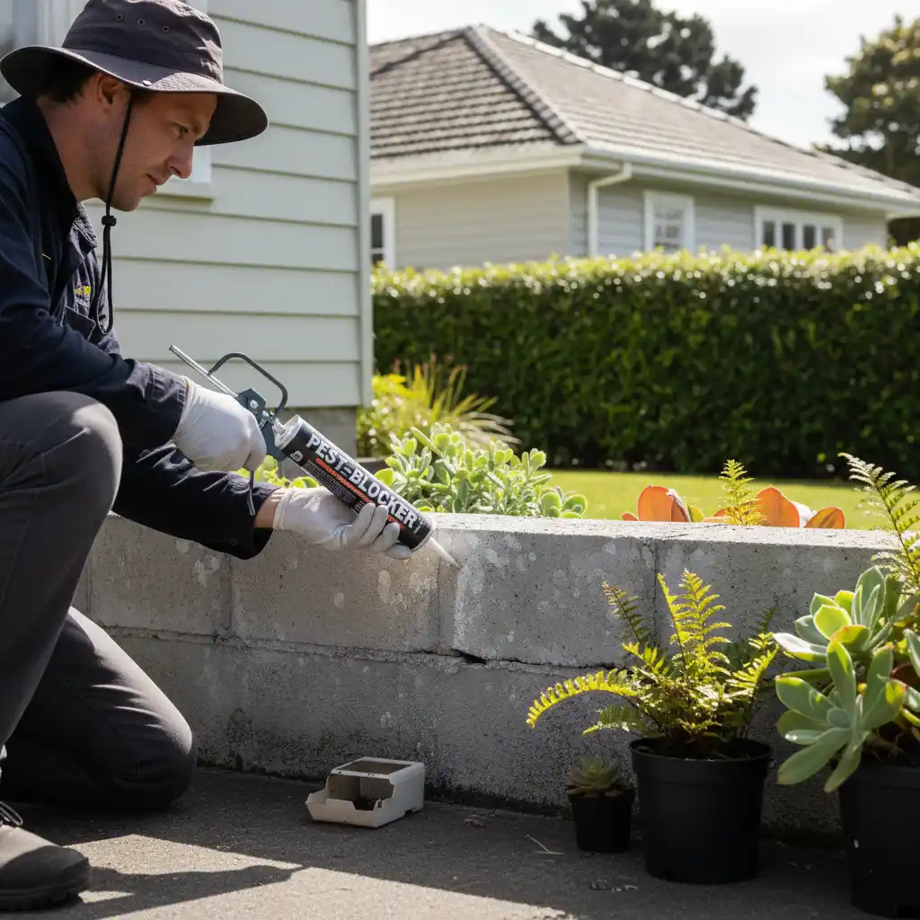 Implementing IPM for Homes: Auckland Residential Strategies Sealing cracks for pest exclusion in an Auckland home