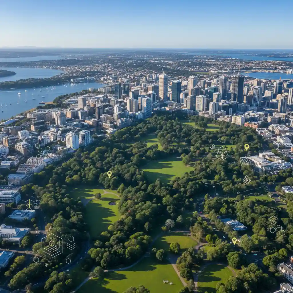 Auckland cityscape showing green areas and sustainable living