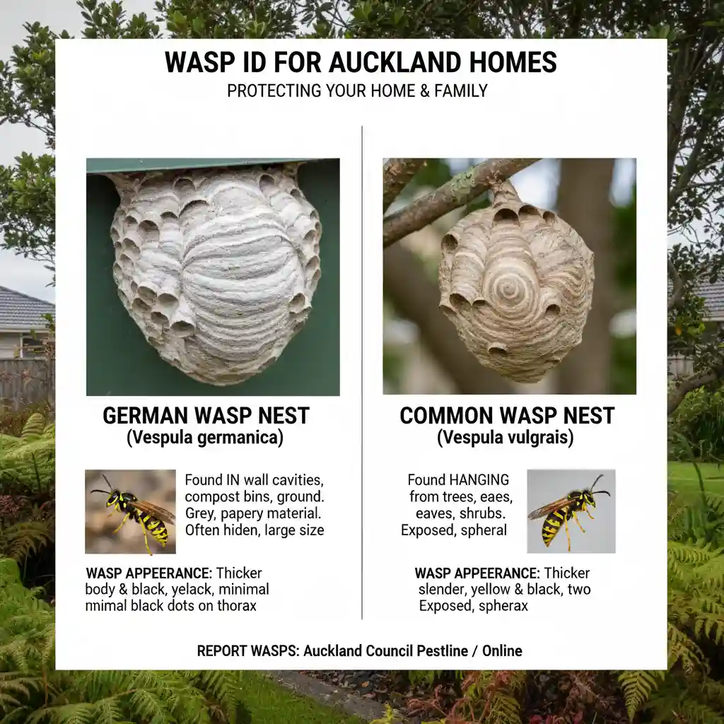 Infographic: German vs. Common Wasp Identification in Auckland