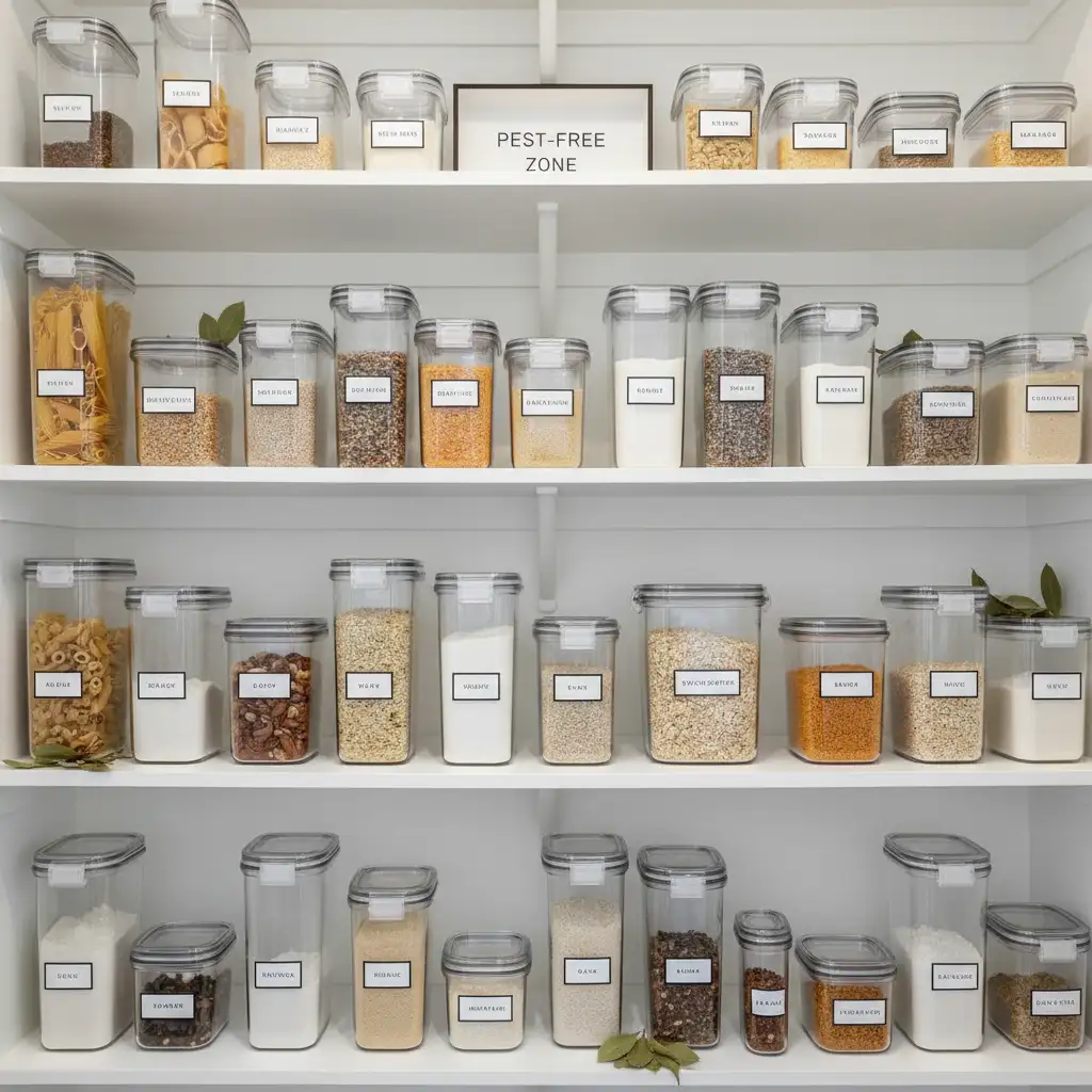 Organized pantry with airtight food containers