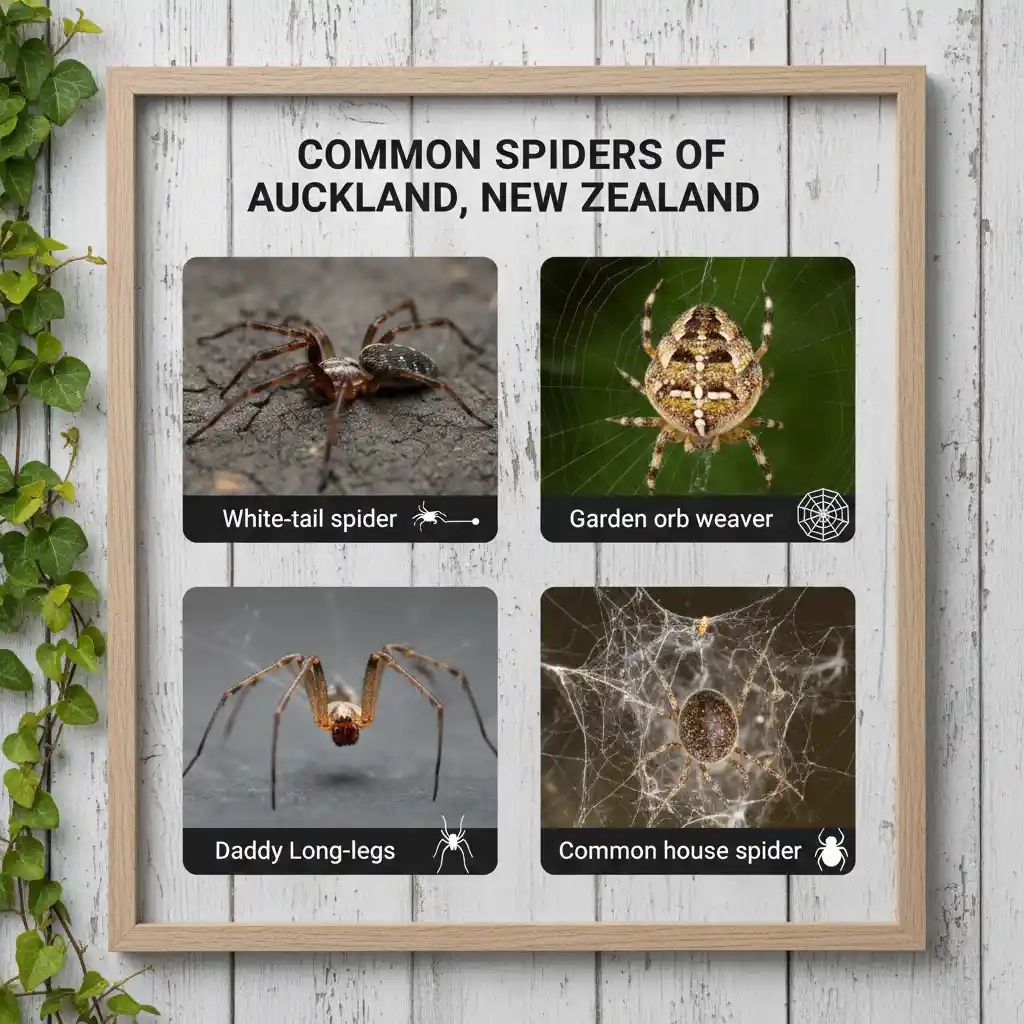 Infographic of common Auckland spiders