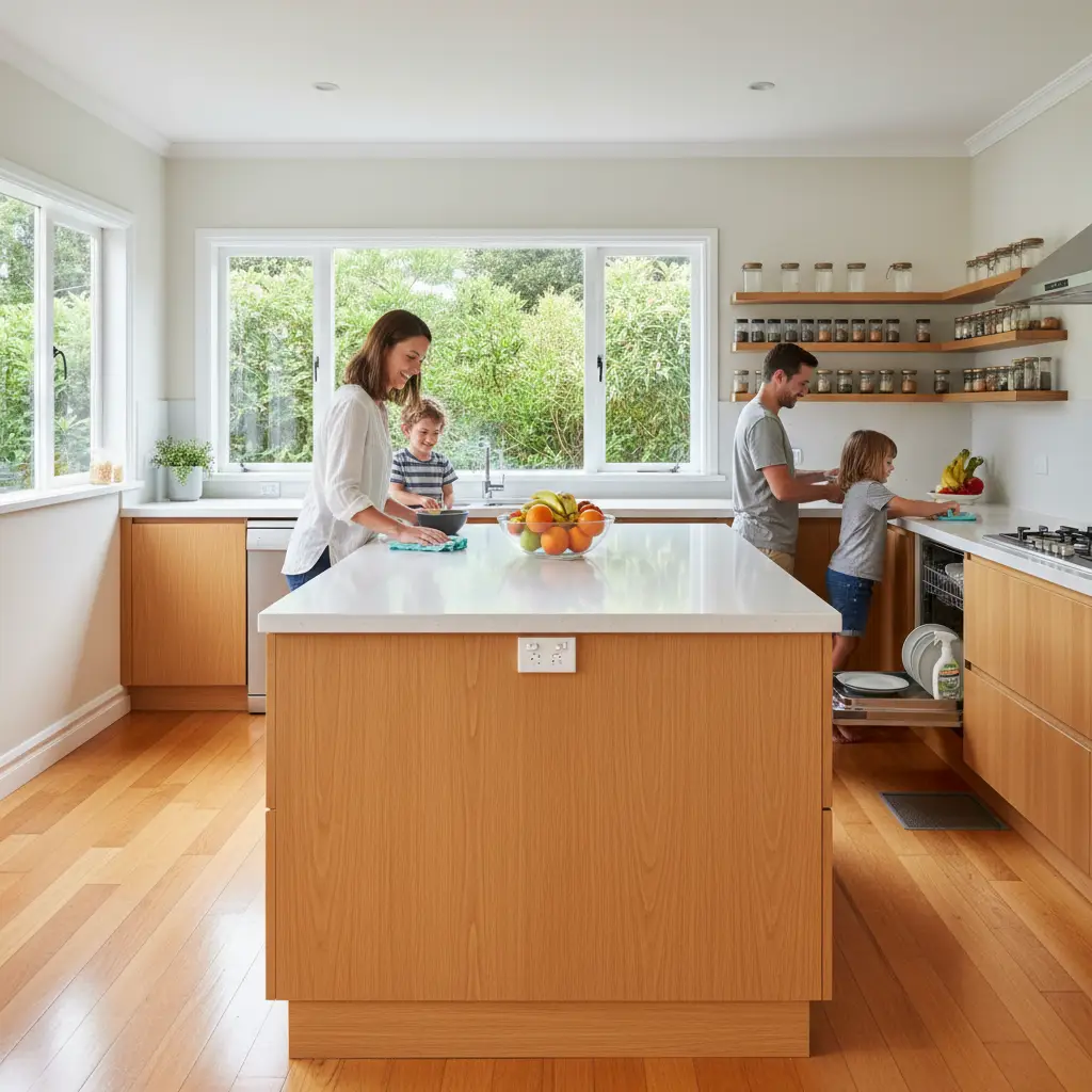 Clean Auckland kitchen preventing spiders