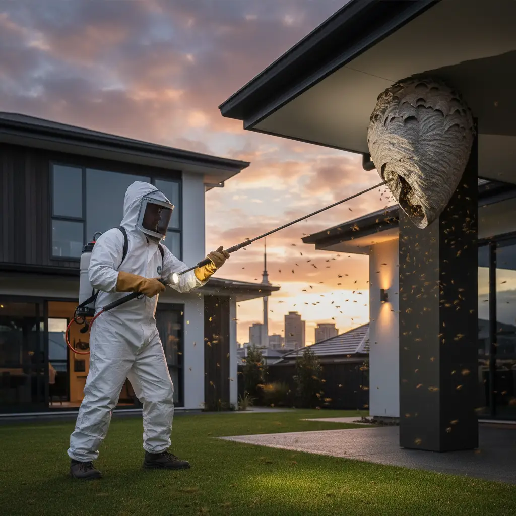 Urgent Pest Treatment Costs Auckland Professional pest control technician performing emergency rat exclusion in Auckland home