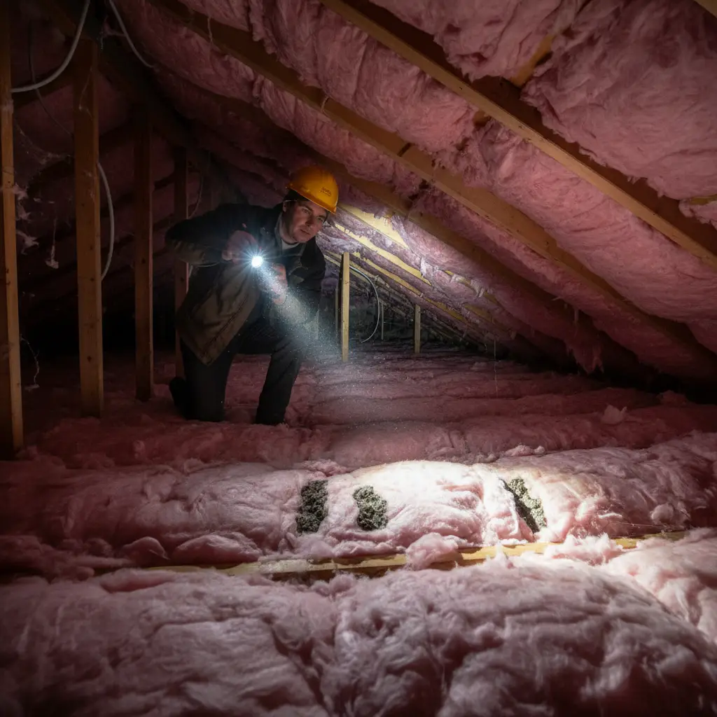 Key Signs of Rodent Infestation in Your Auckland Home Inspecting roof void for rodent activity