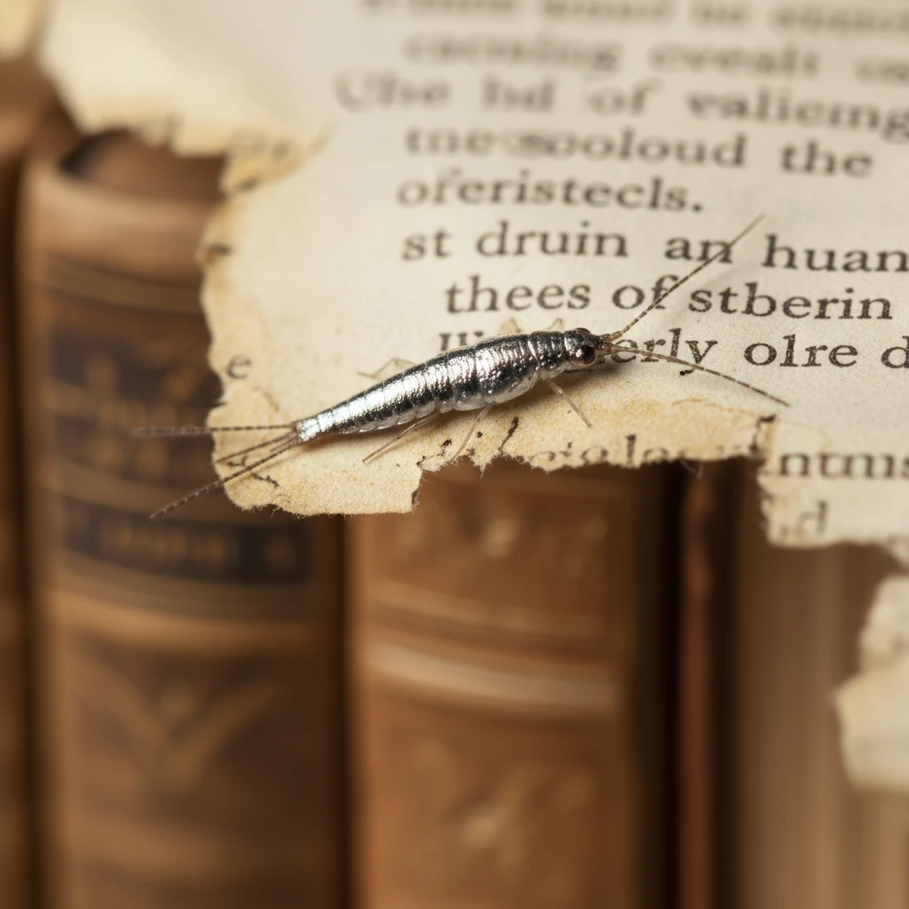 Silverfish & Booklice Auckland: Damage to Belongings Silverfish damaging structural integrity of a vintage book in an Auckland library environment