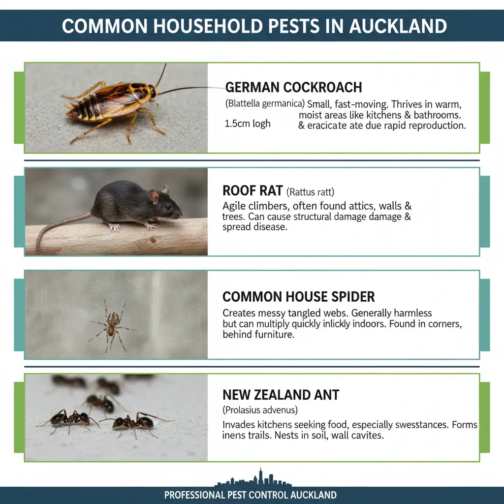 Infographic of common Auckland household pests
