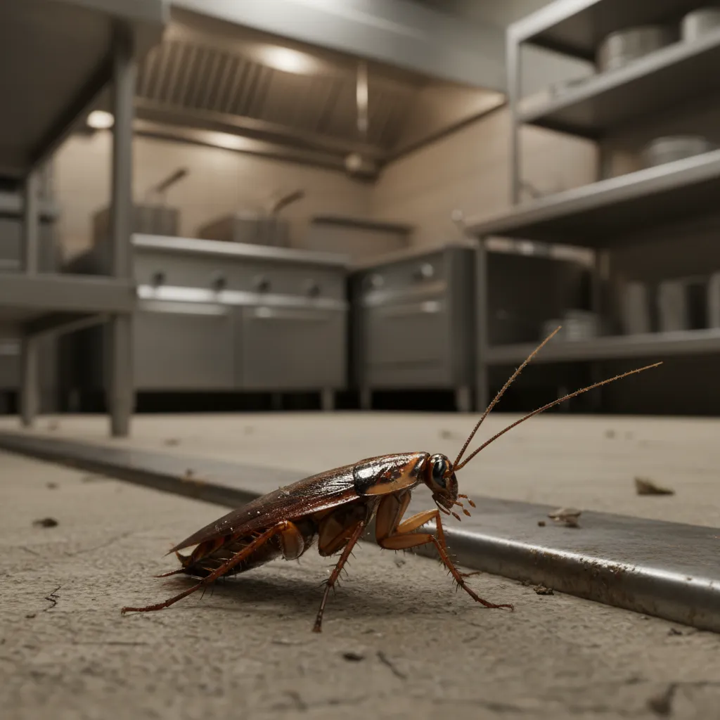 German cockroach hiding in a commercial kitchen