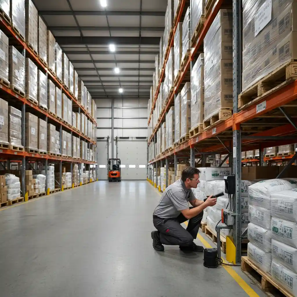Pest control expert inspecting an Auckland warehouse