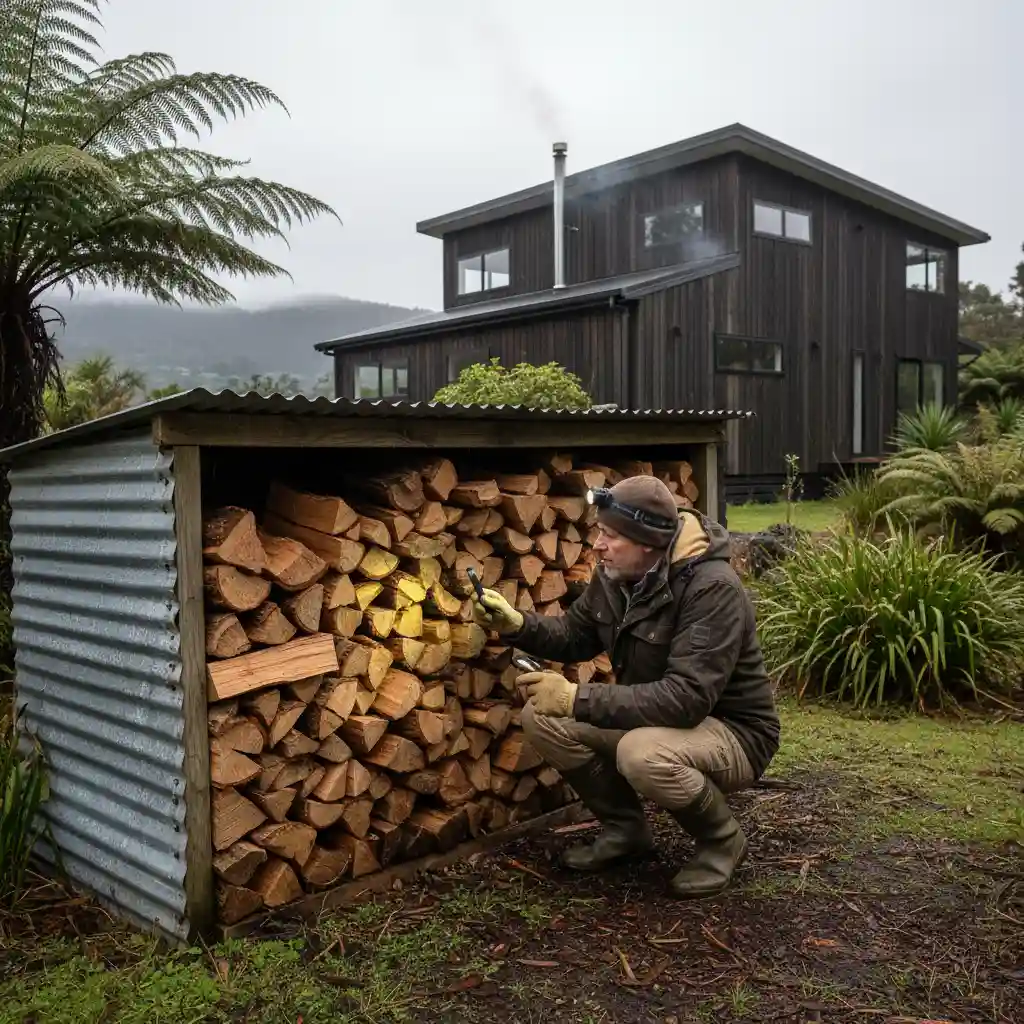Winter firewood storage pest check Auckland