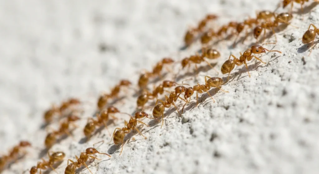 Argentine ant trail on a wall in Auckland