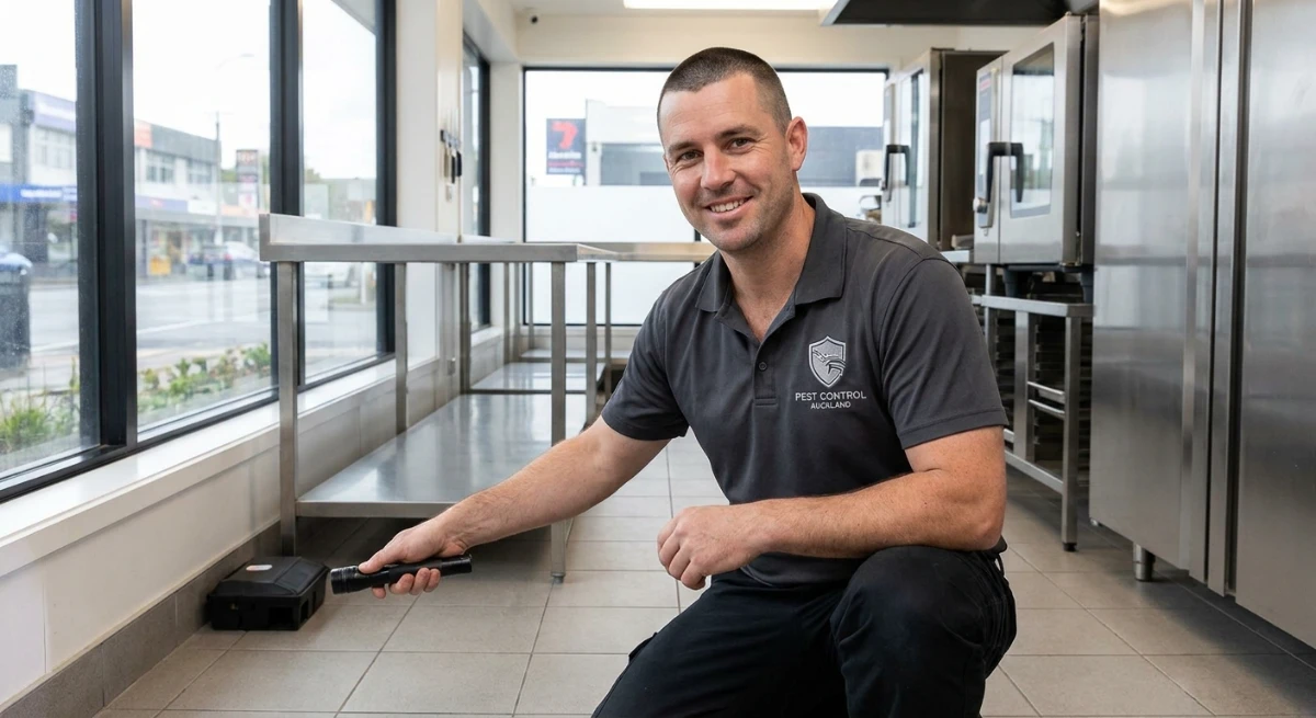 Commercial kitchen pest control inspection in West Auckland
