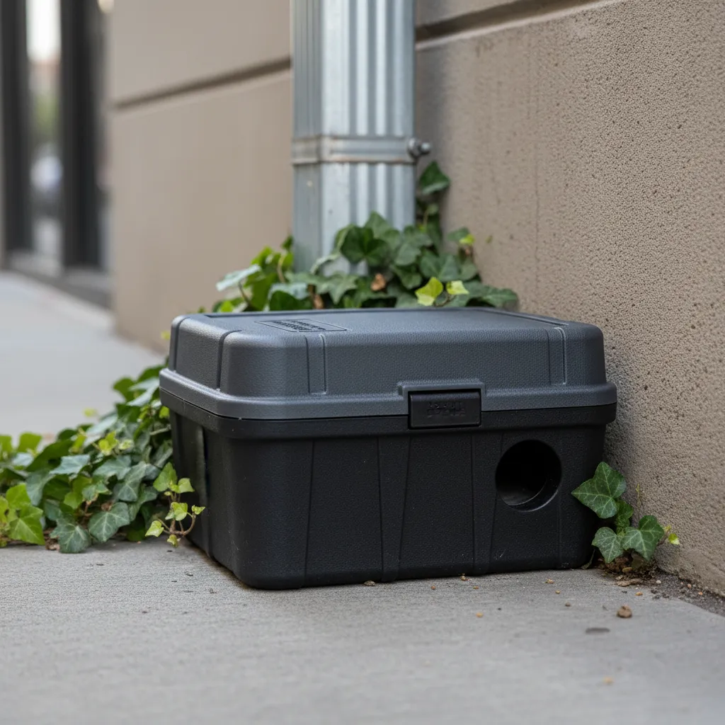 Commercial rodent control bait station