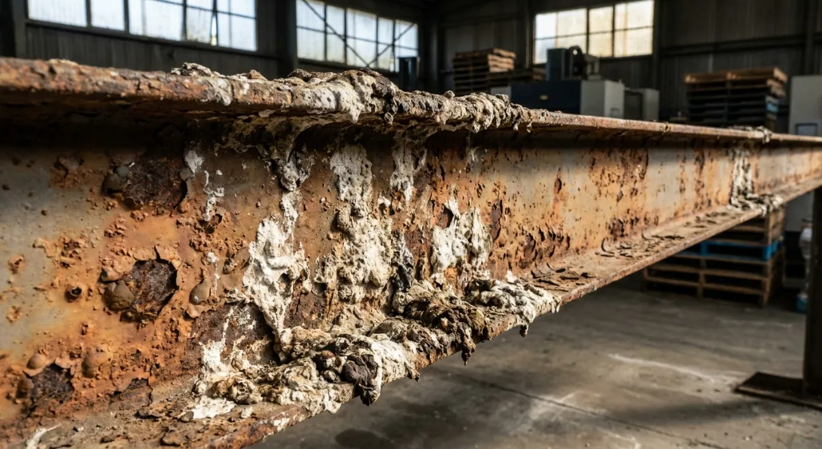 Corrosive pigeon guano damaging commercial steel beams
