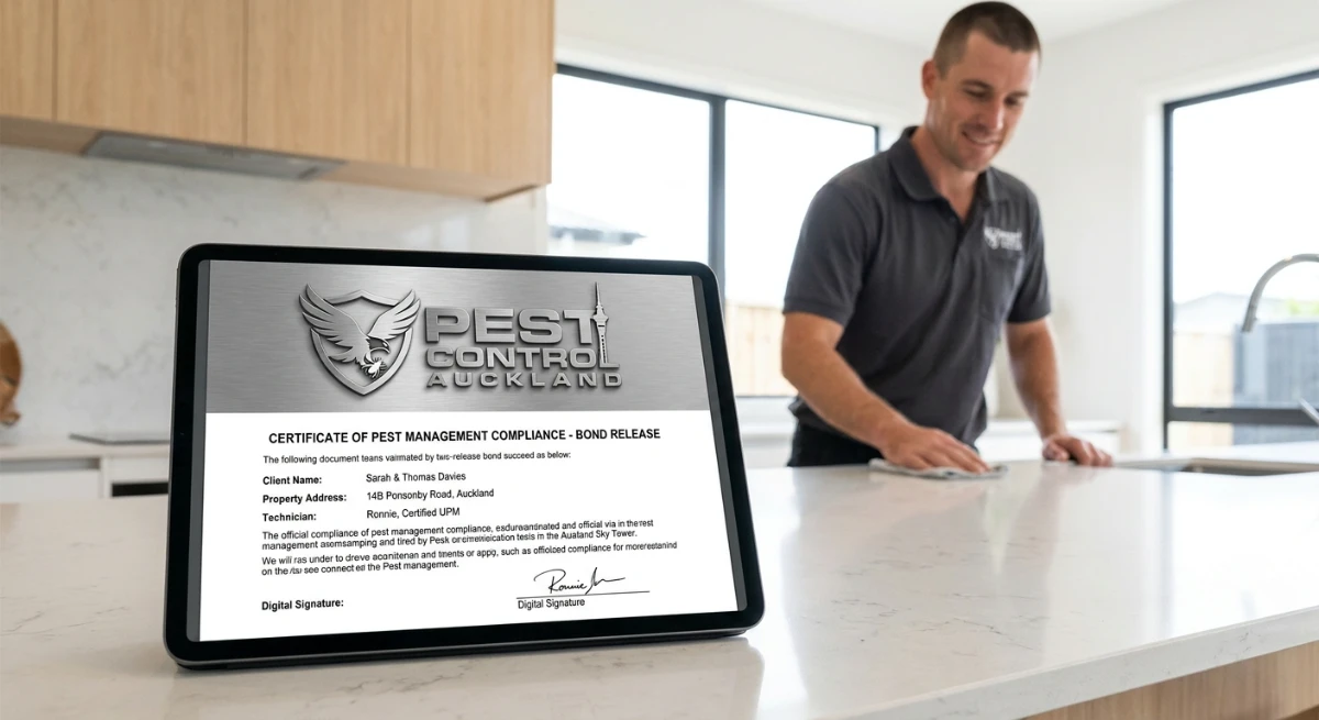 Digital pest control certificate for Auckland bond release