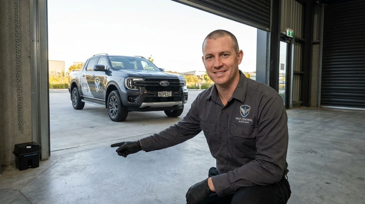 Quote for Commercial Pest Control Discreet commercial pest monitoring station in an Auckland warehouse