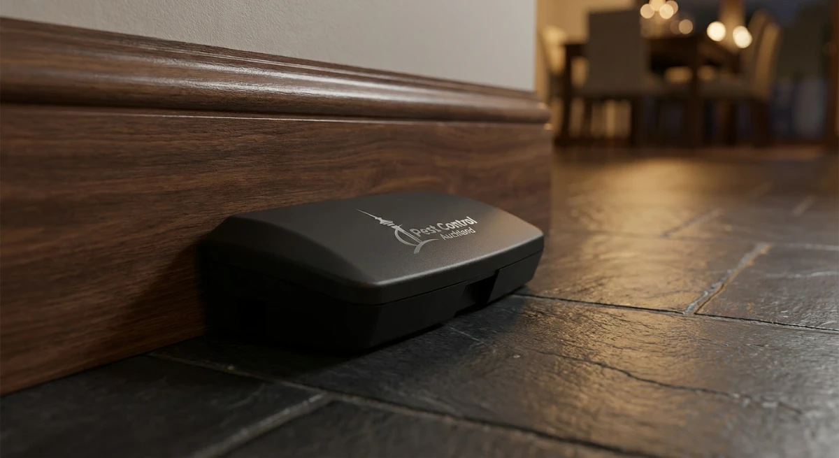 Discreet rodent monitoring station in a Parnell hospitality venue