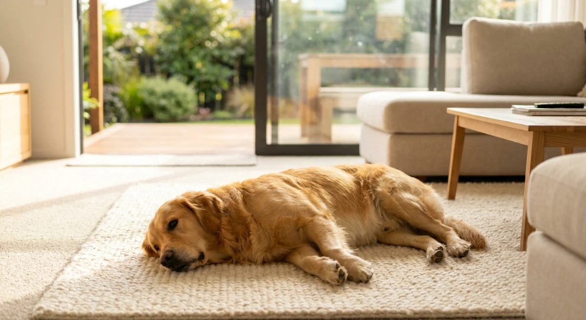 Dog resting on a clean flea-free carpet in Auckland