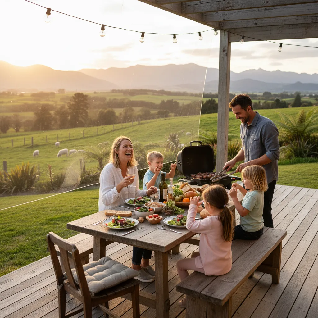 Family enjoying a pest-free outdoor dinner