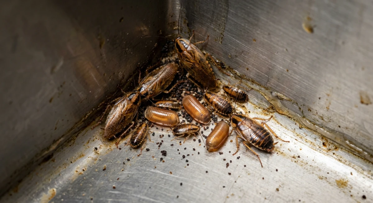 German cockroach nest in South Auckland commercial kitchen