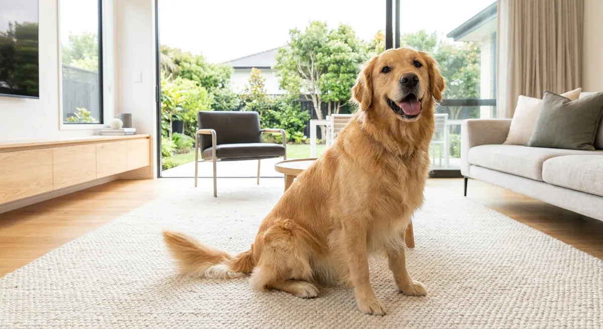 Happy dog in a pest-free Auckland rental property