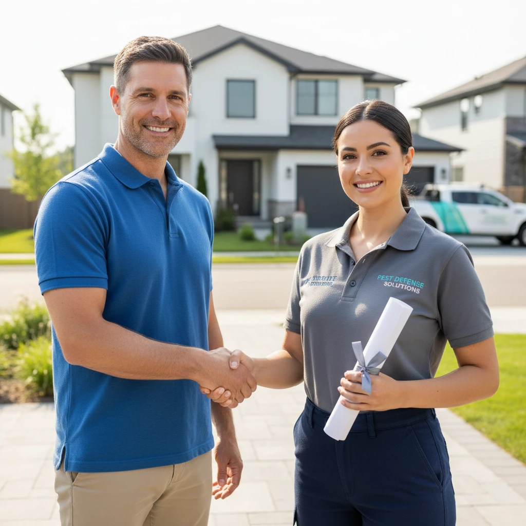 Homeowner receiving a borer treatment warranty certificate