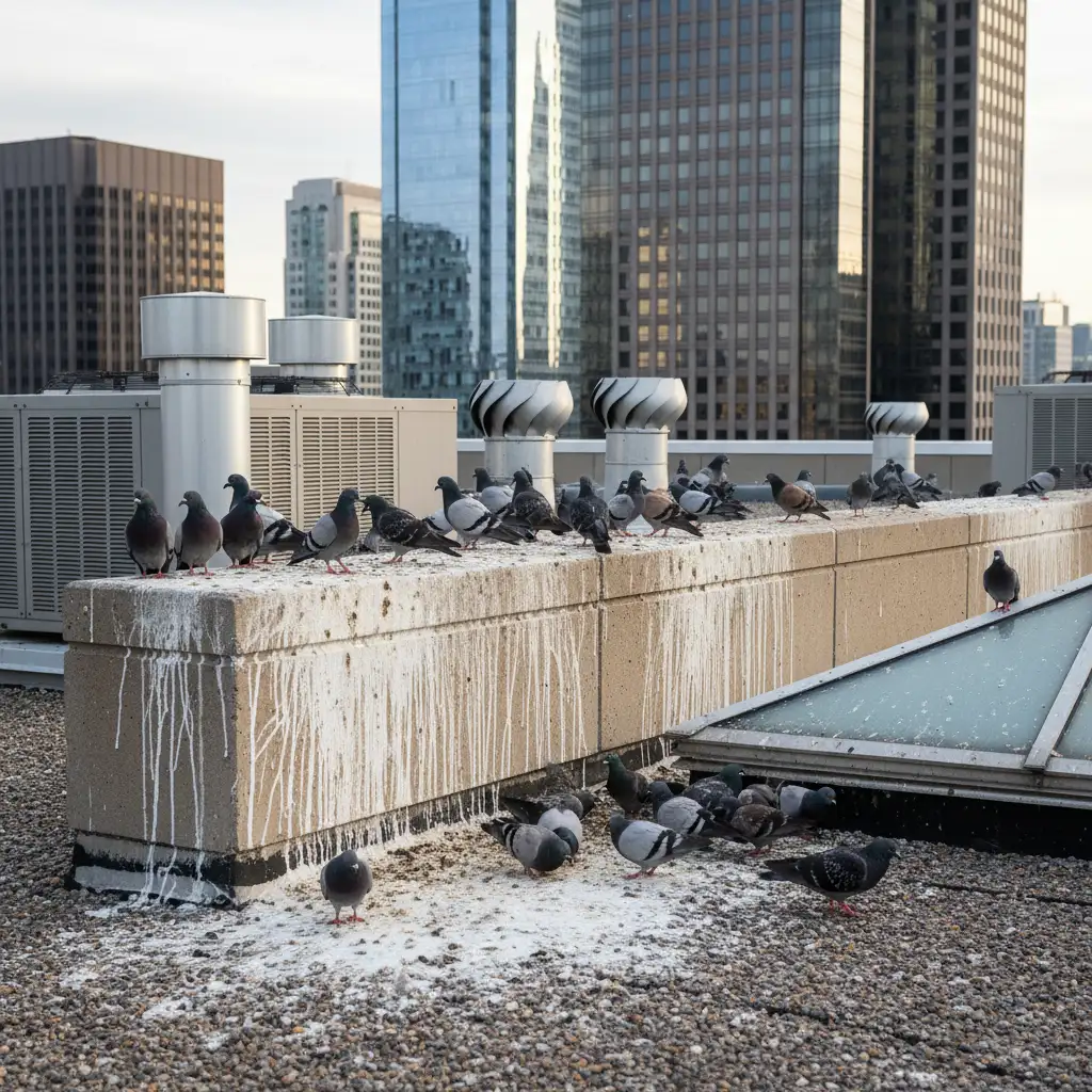 Pigeons causing property damage on an Auckland roof