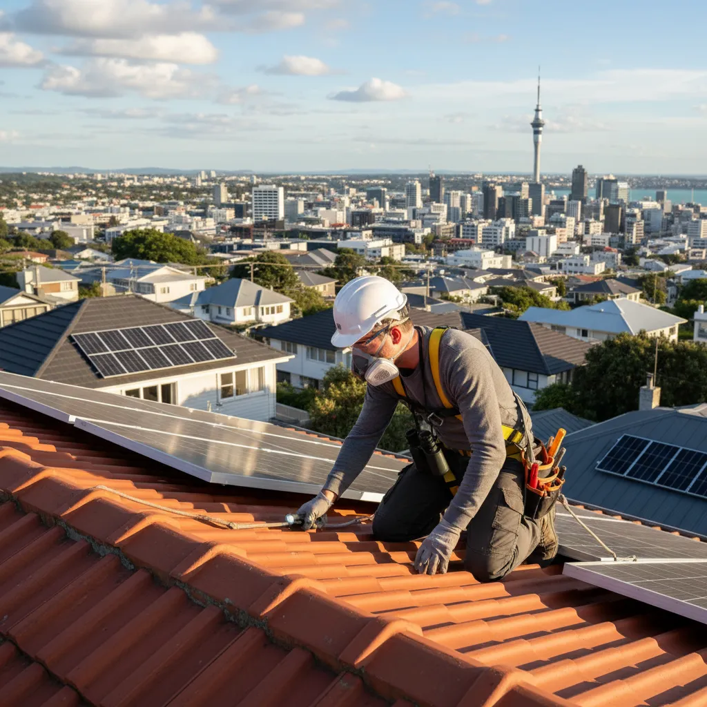 Pest control expert inspecting an Auckland roof for birds