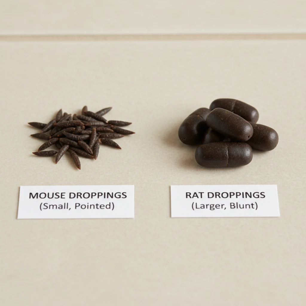 Comparison of mouse and rat droppings.