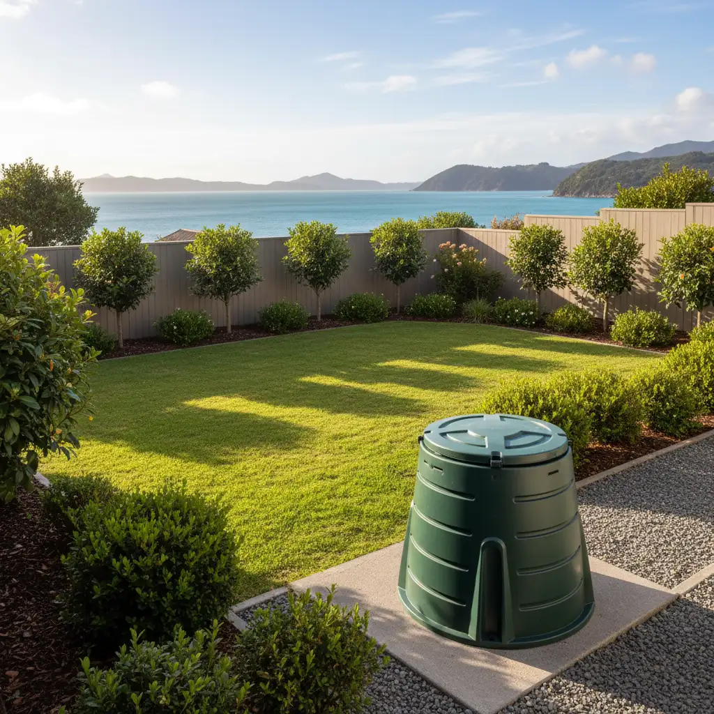 A rodent-proofed backyard on Waiheke Island.