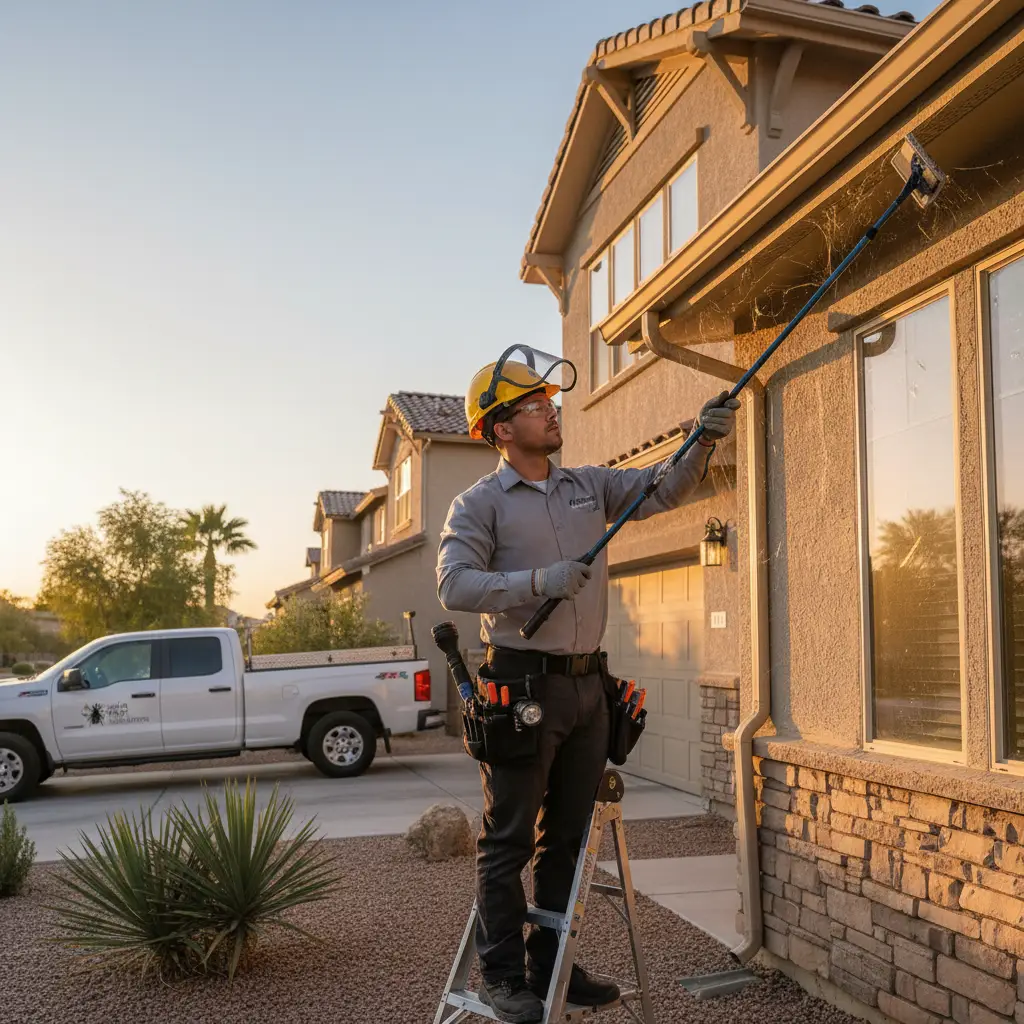 Professional pest control technician Ronnie inspecting an Avondale home for spiders