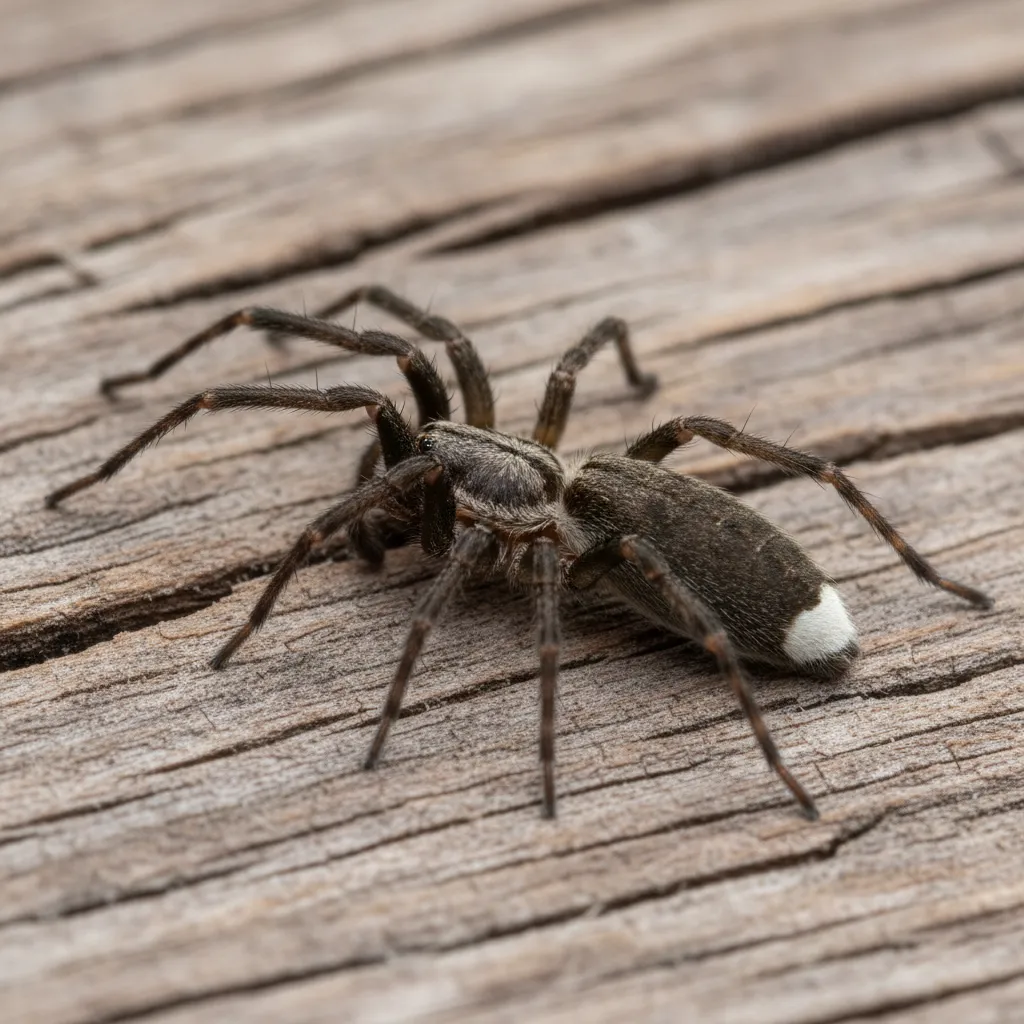 White Tail spider on a dark surface in an Auckland home