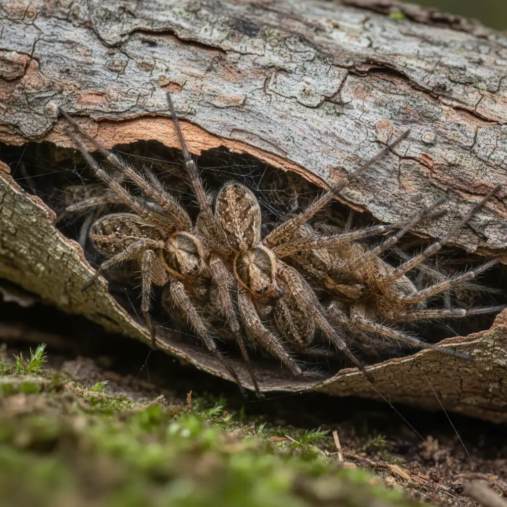 Communal living of Avondale spiders under tree bark
