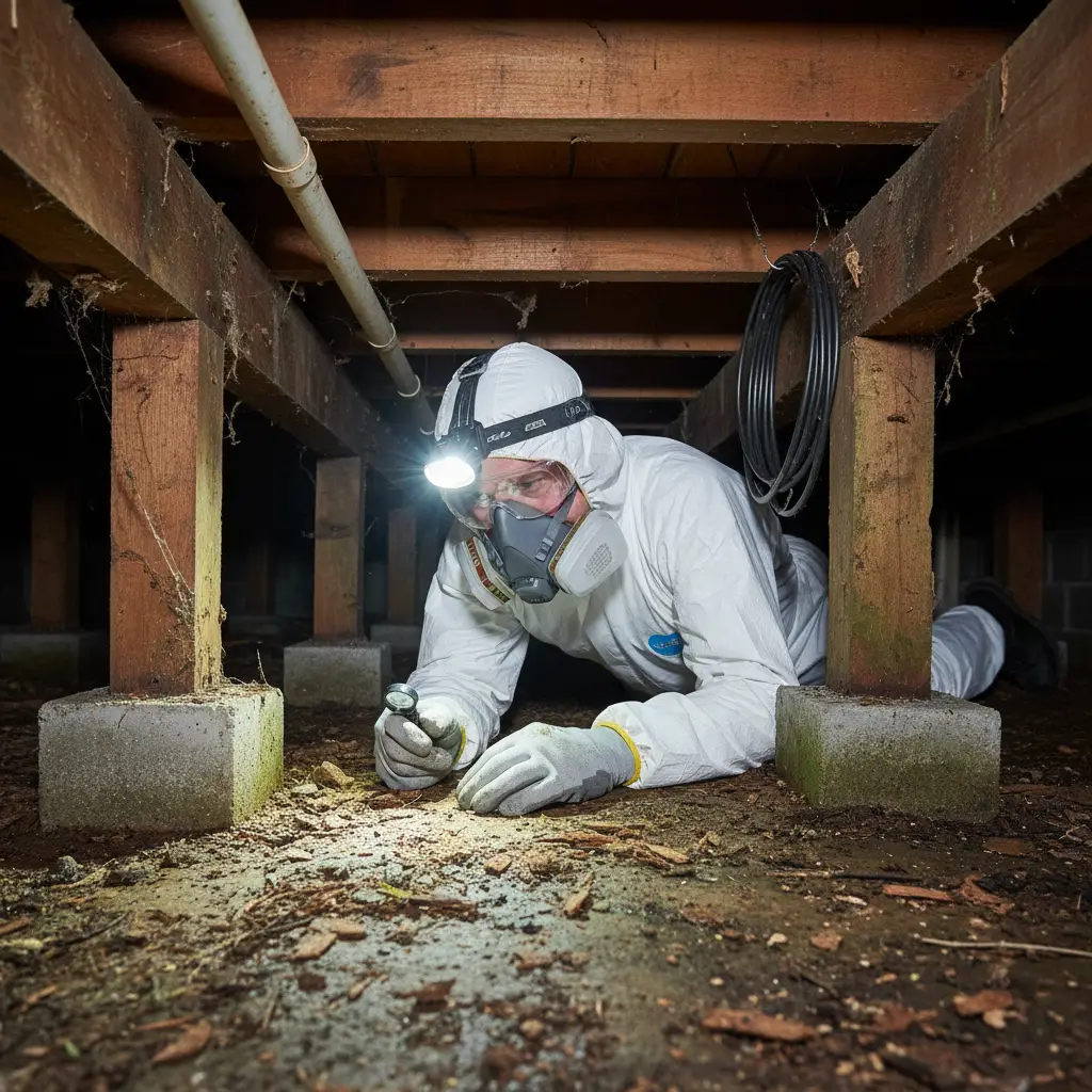 Professional pest control technician inspecting an Auckland home