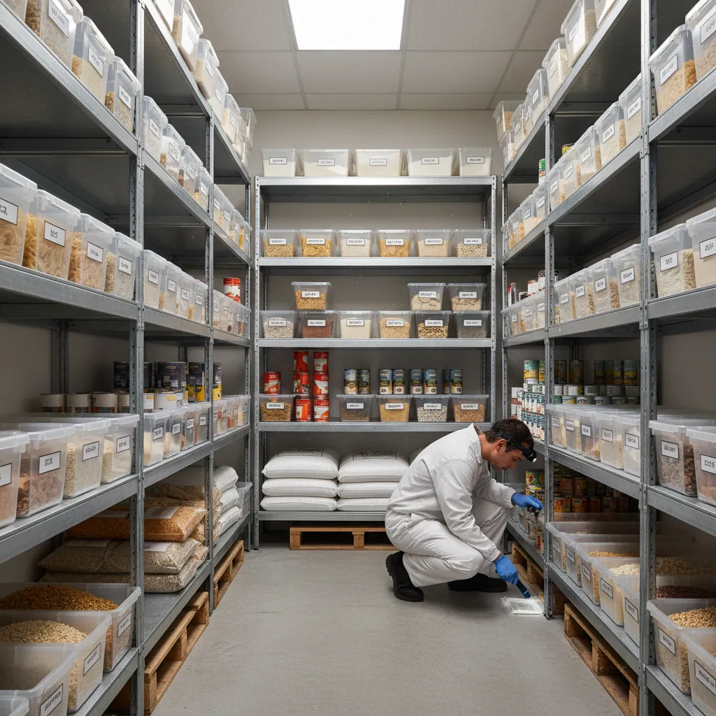 Restaurant dry storage room being monitored for rodents