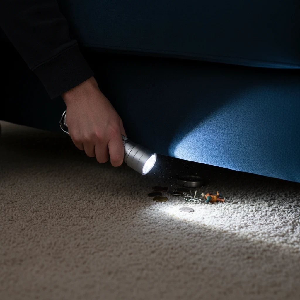 Inspecting dark corners for carpet beetles