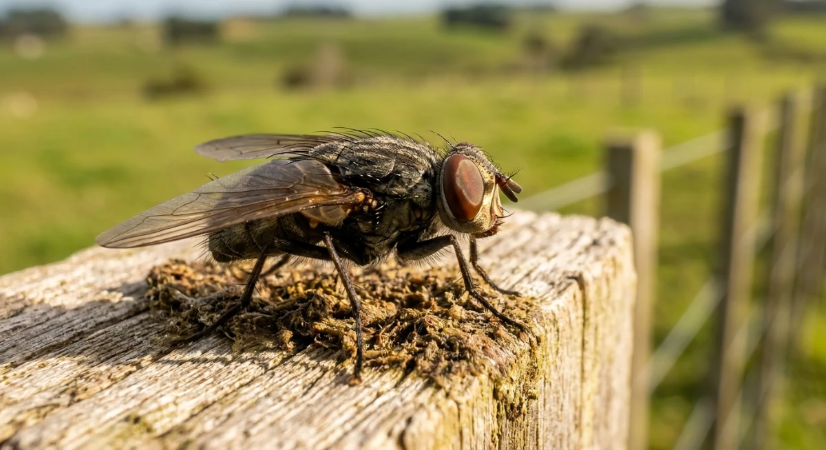 Macro shot of a bush fly on a rural property