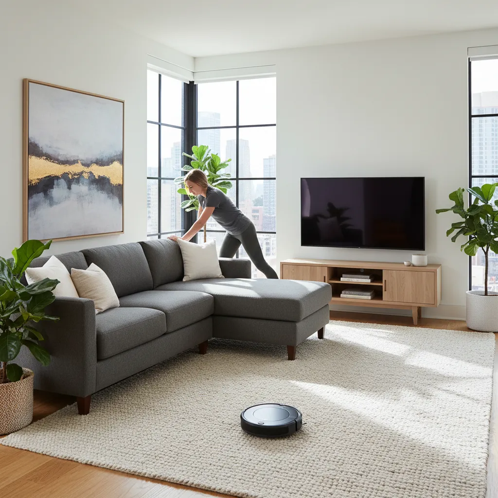 Moving furniture to vacuum carpets