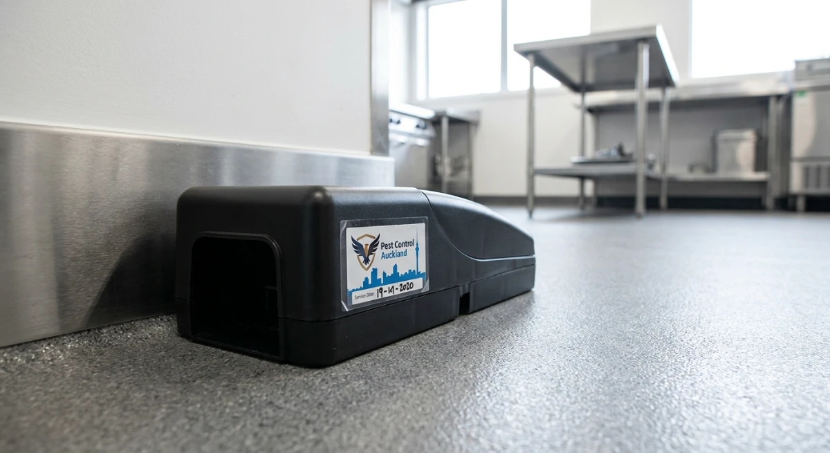 Non-toxic mechanical rat trap in a commercial kitchen