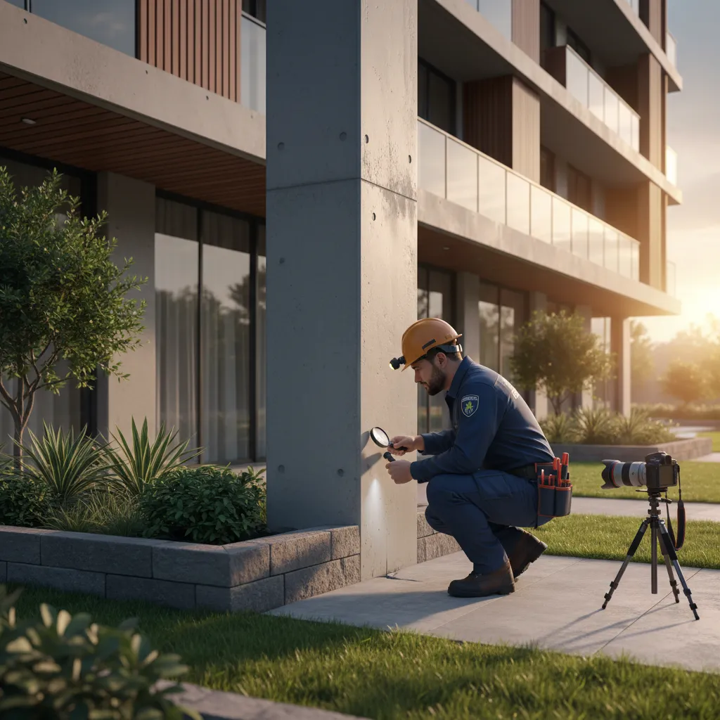 Pest control technician inspecting Parnell apartment block