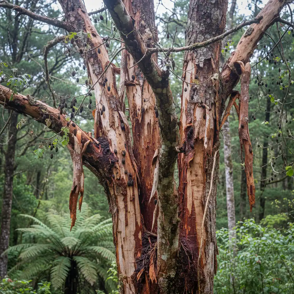 Possum damage on native New Zealand tree