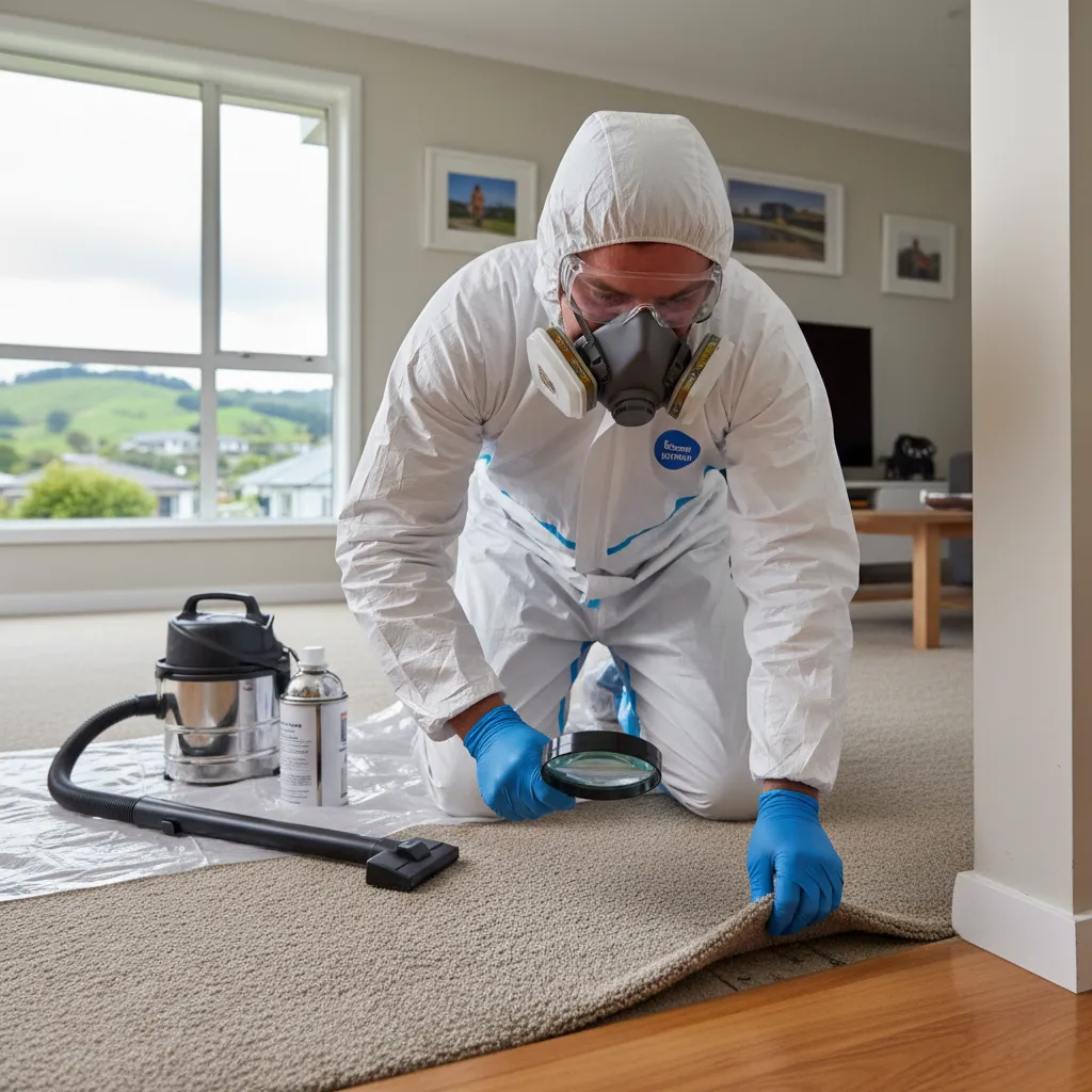 Professional pest control treating carpet beetles