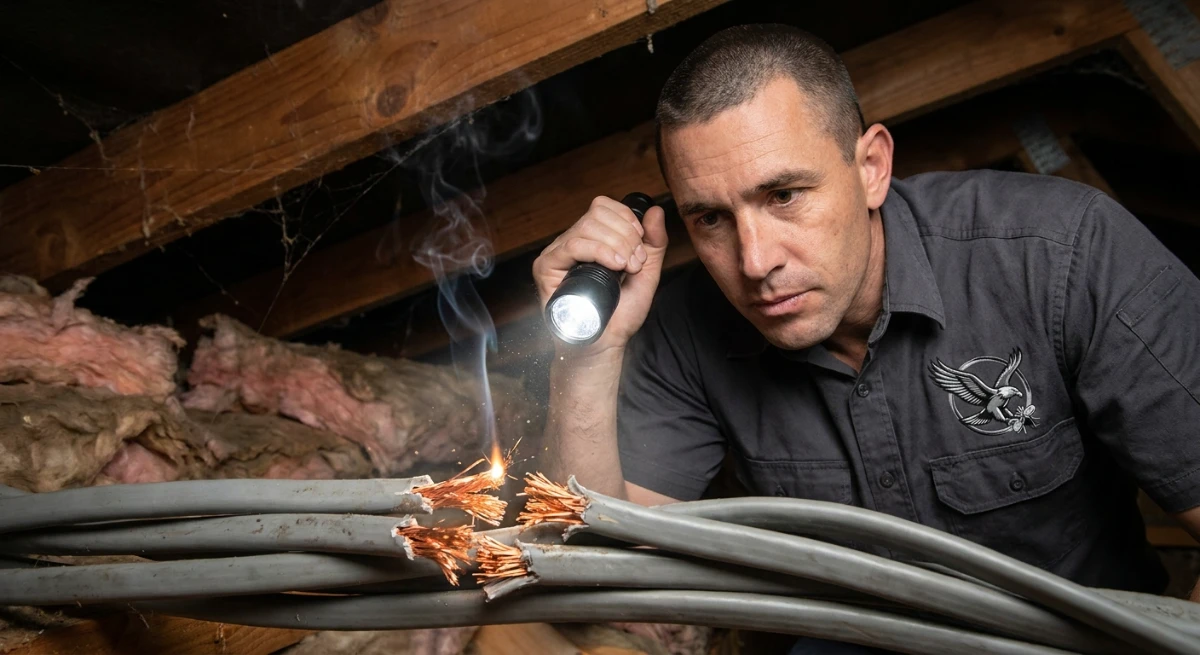 Rat damage to electrical wiring in Auckland home